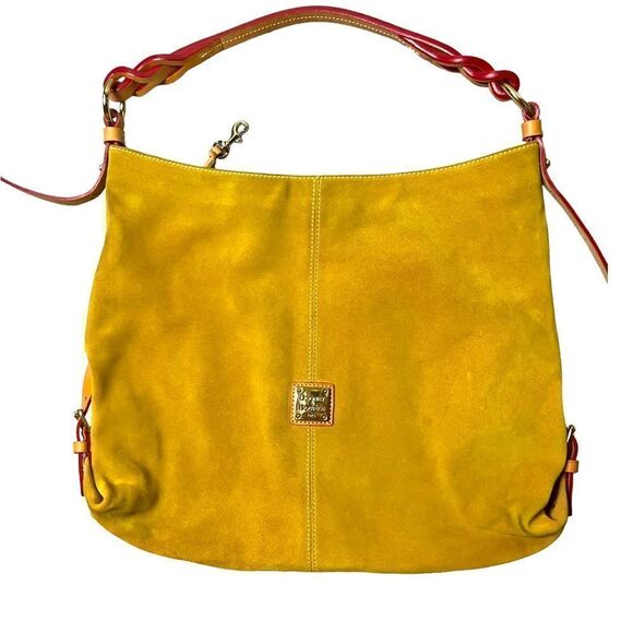 Vintage Dooney & Bourke Oversized Golden Suede Hobo Shoulder Bag Pre-Loved Cond - Picture 1 of 8